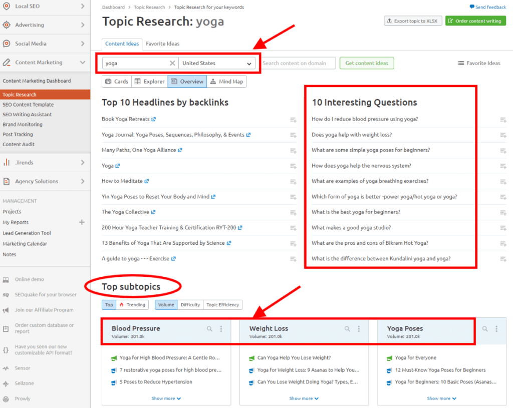 semrush topic research