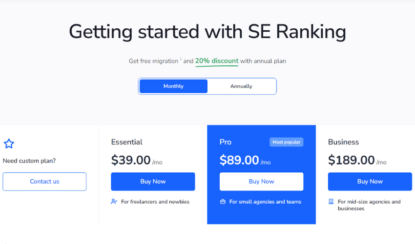 se ranking pricing new